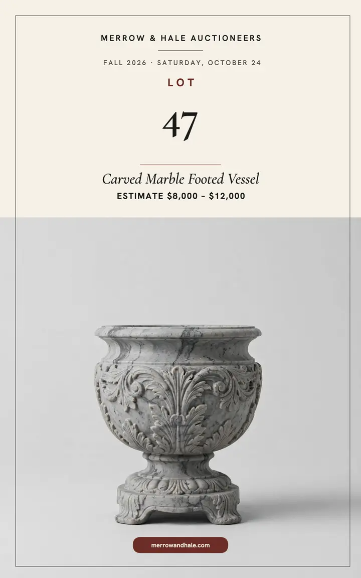 Marble vessel lot 47 auction cover: auction catalog cover template
