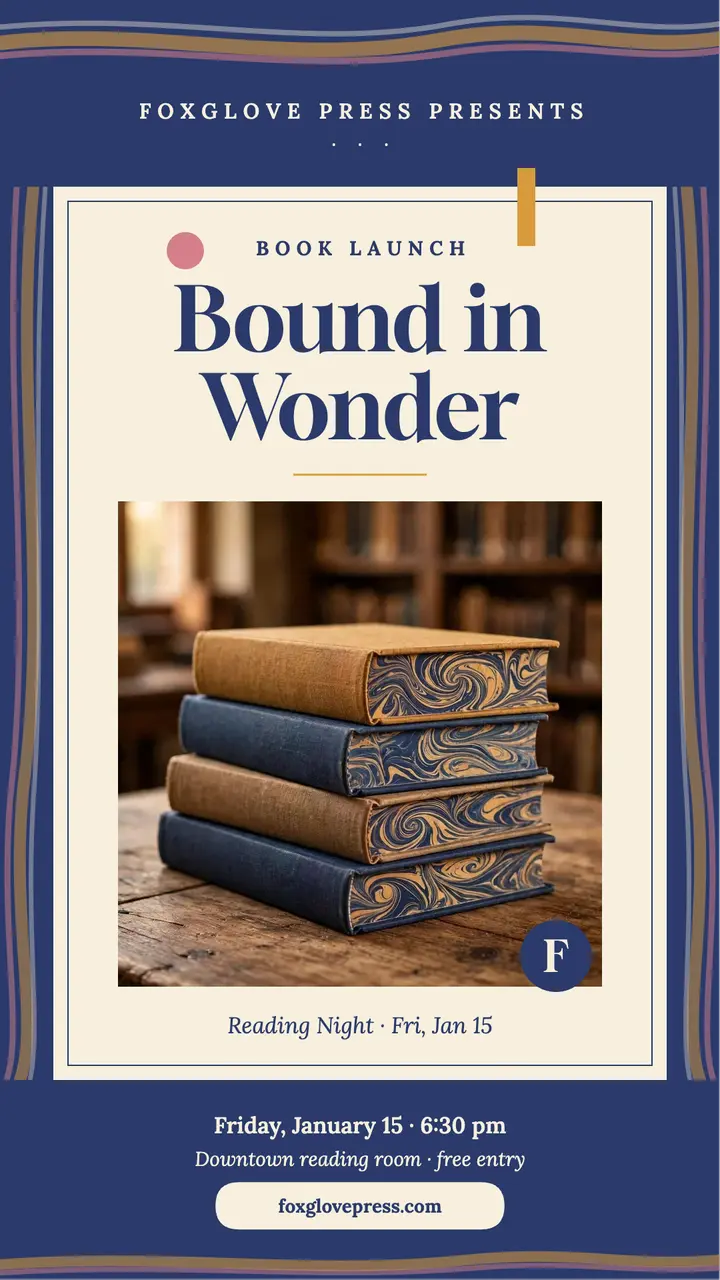 Foxglove Press book launch marbled story template