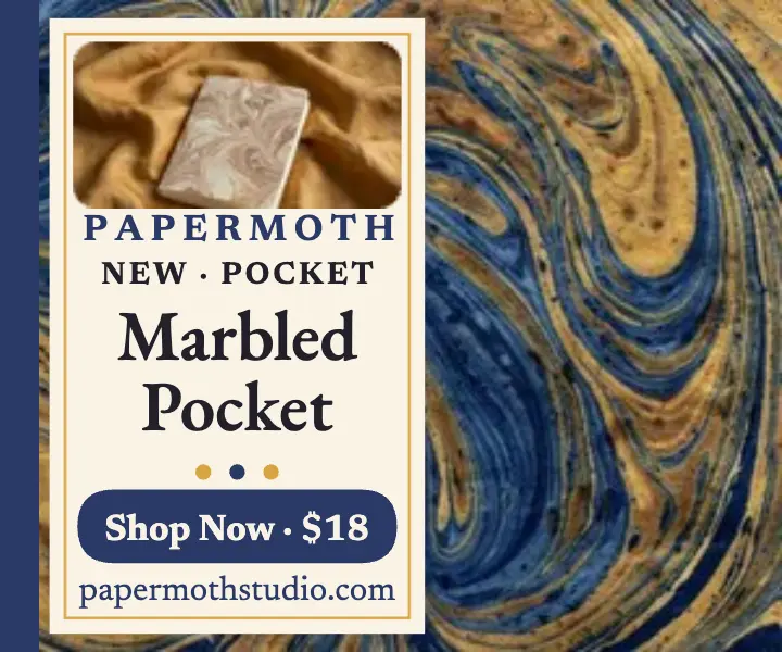 Papermoth marbled pocket notebook launch ad template