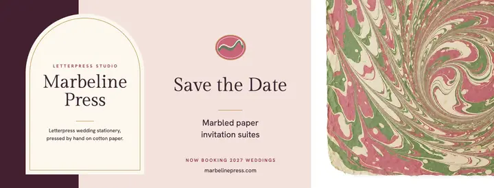 Marbeline Press marbled paper wedding stationery cover template
