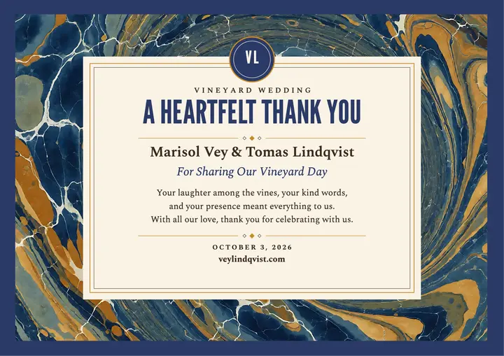 Marbled vineyard thank you certificate template