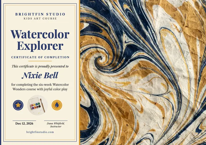 Brightfin watercolor explorer certificate template