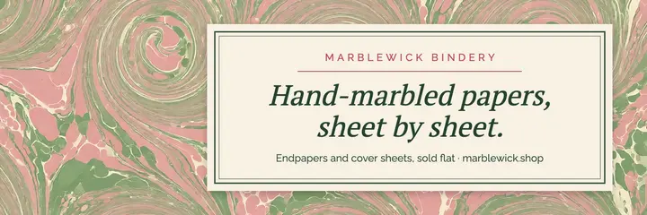 Marbled paper bindery X header, marbled endpaper template