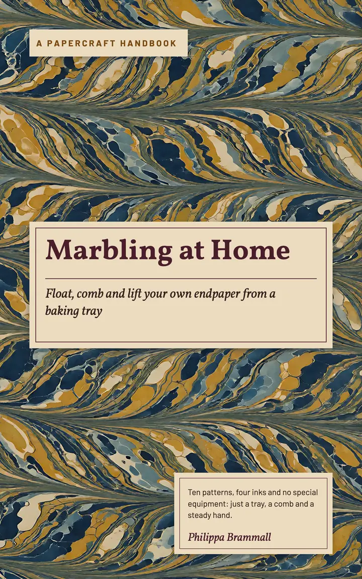 Marbling at Home handbook ebook cover, marbled paper template