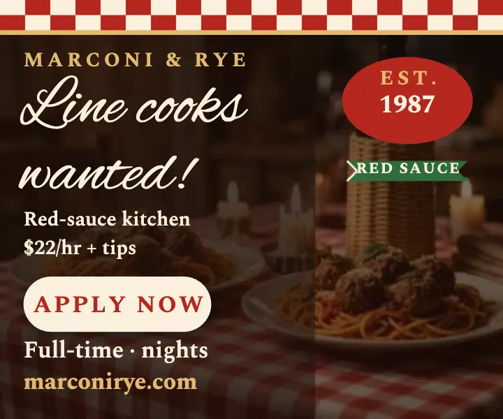 Marconi and Rye line cook hiring ad template