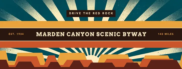 Marden Canyon scenic byway cover, screenprint travel poster template