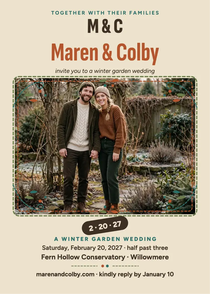 Maren and Colby embroidered garden invitation template