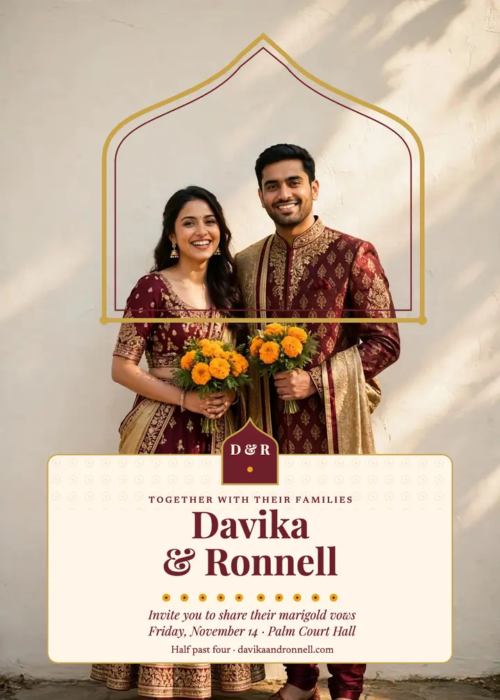 Davika and Ronnell marigold arch invitation template
