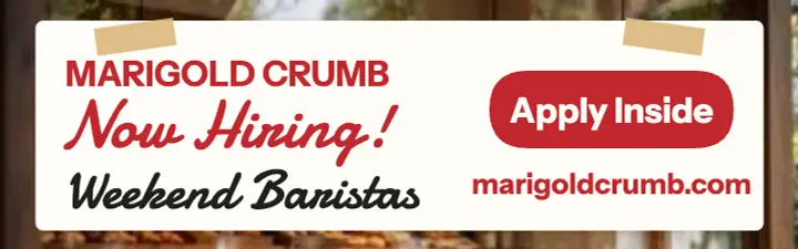 Marigold Crumb Bakery weekend hiring banner template