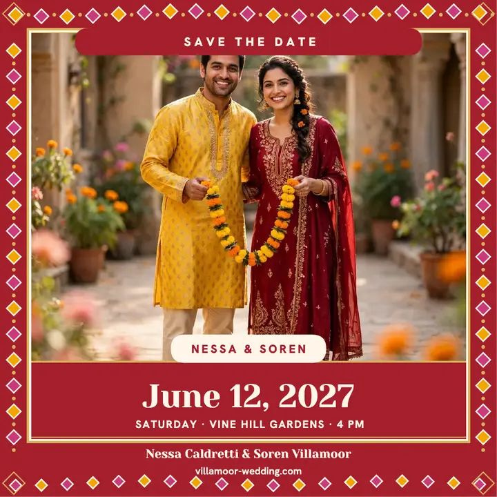 Nessa and Soren marigold save the date template
