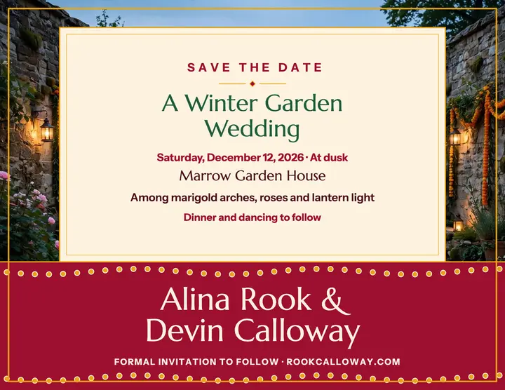 Marigold garden winter save the date: save the date flyer template