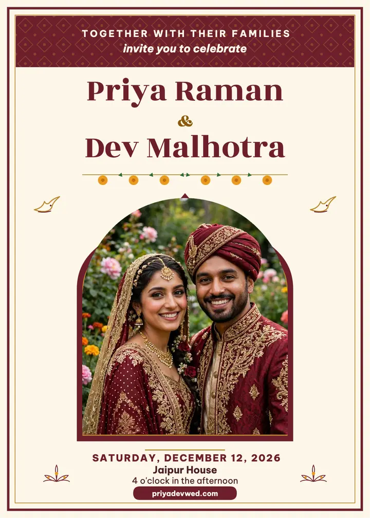 Marigold jharokha wedding invitation template