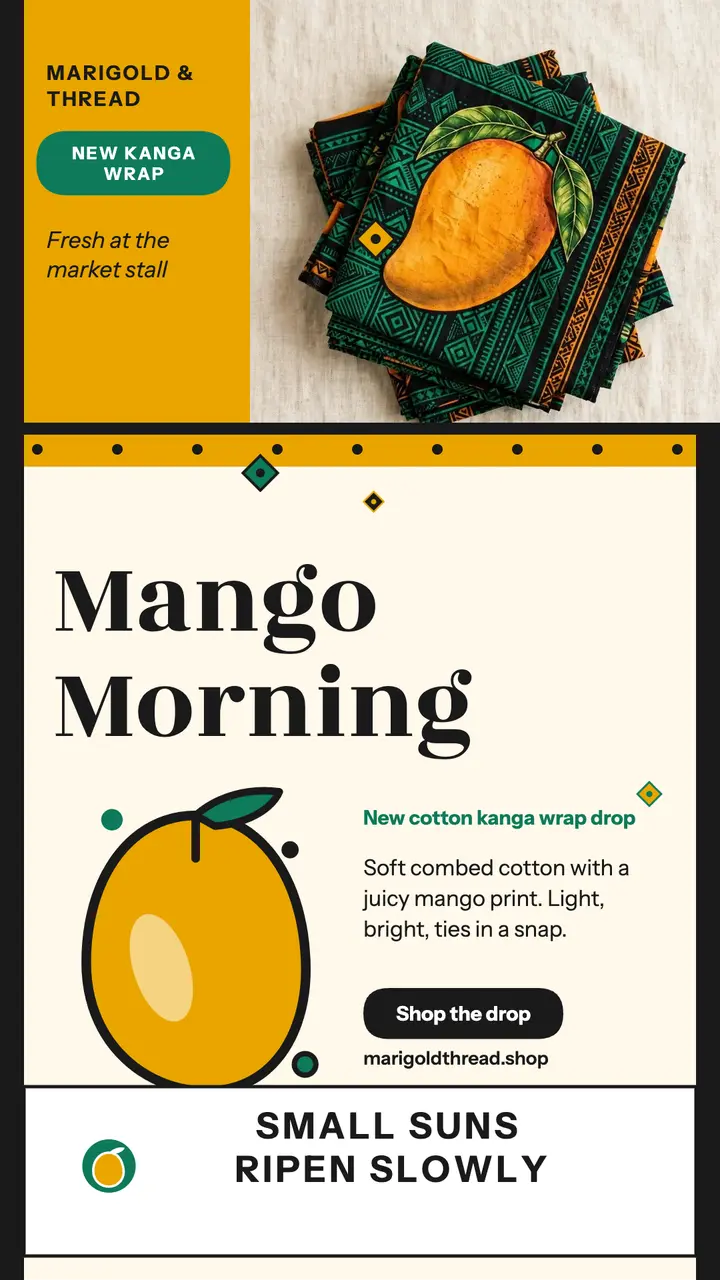 Marigold and Thread Mango Morning wrap story template
