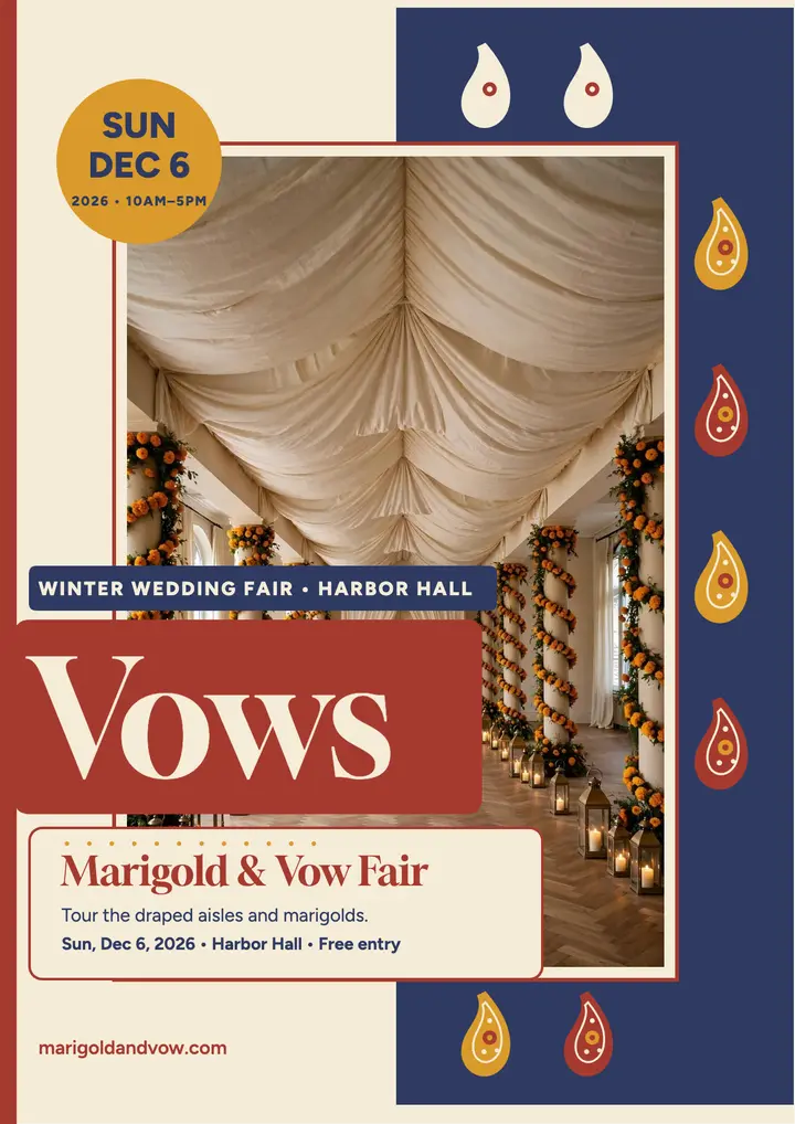 Marigold and Vow winter fair paisley flyer template