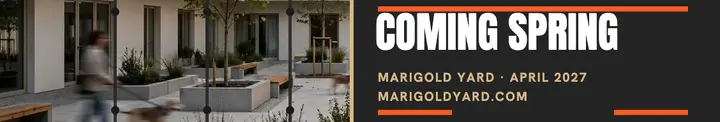 Marigold Yard hoarding launch cover: apartment launch cover template