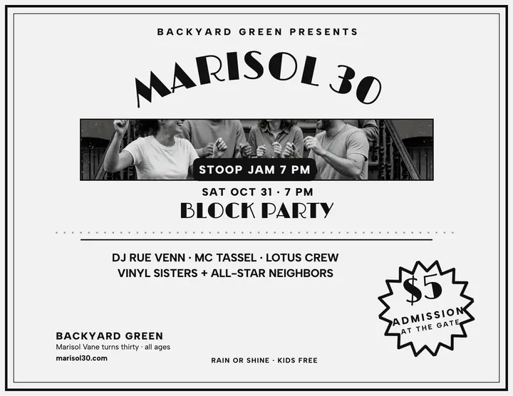 Marisol turns 30 block party flyer: birthday block party flyer template