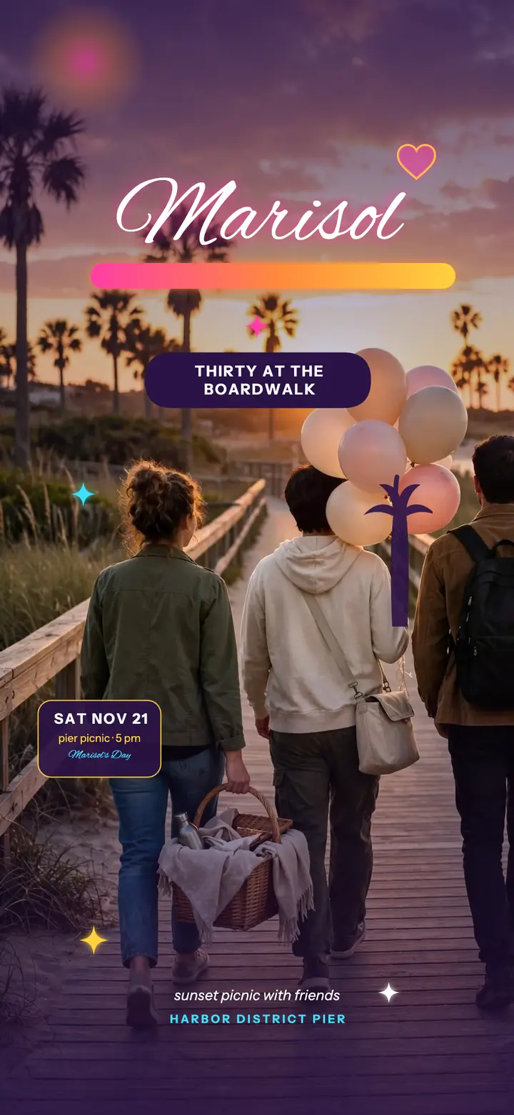 Marisol boardwalk 30th wallpaper template