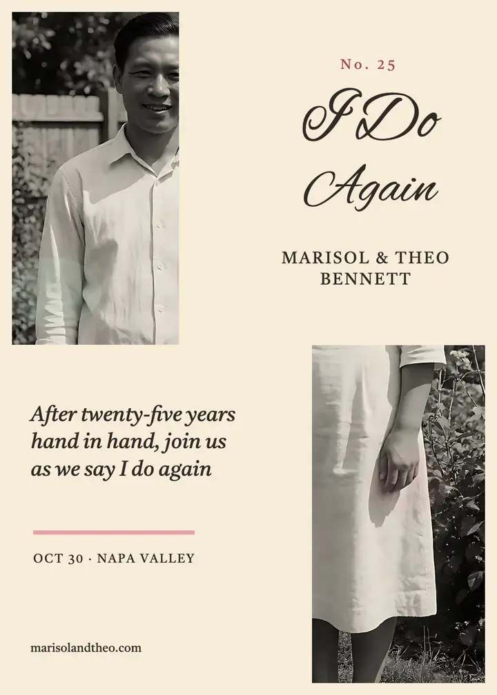 Marisol and Theo garden vow renewal invitation template