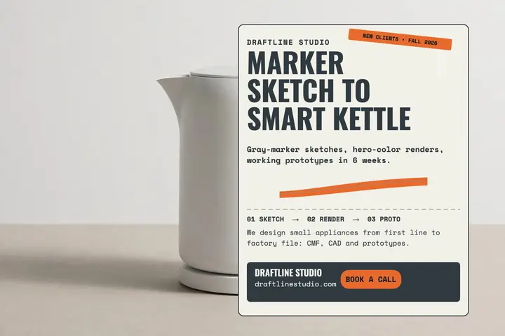 Draftline Studio sketch to kettle postcard template