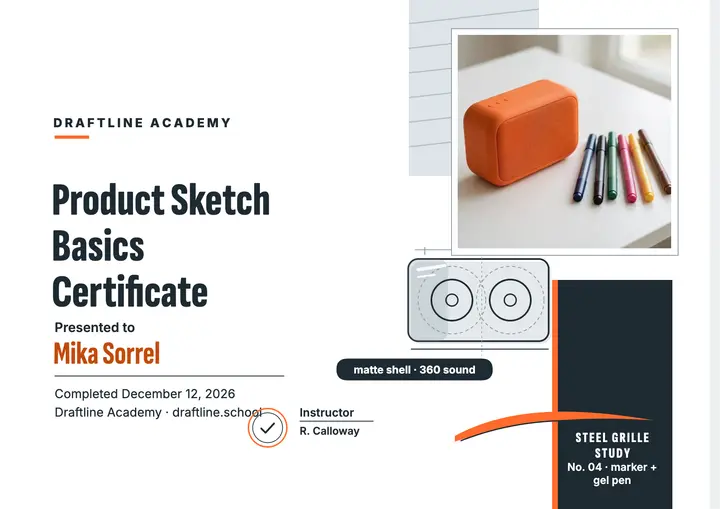 Draftline marker sketch workshop certificate template