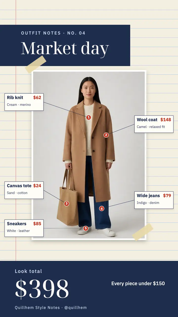 Quillhem market day outfit notes story template