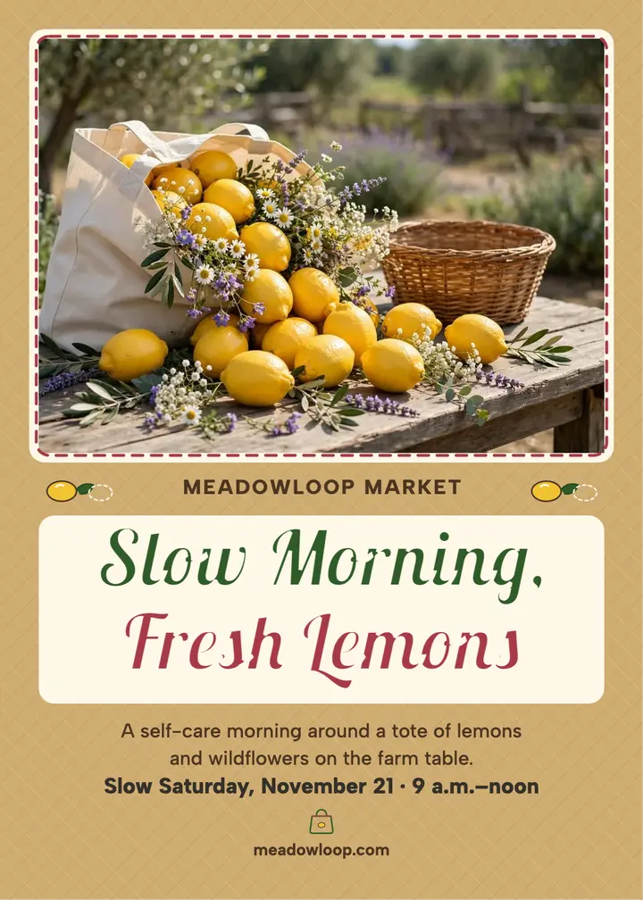 Meadowloop Market slow morning invite template