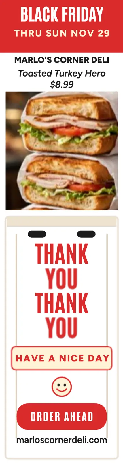 Marlo's thank-you deli bag ad template