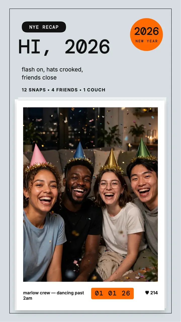 Marlow crew New Year flash recap template