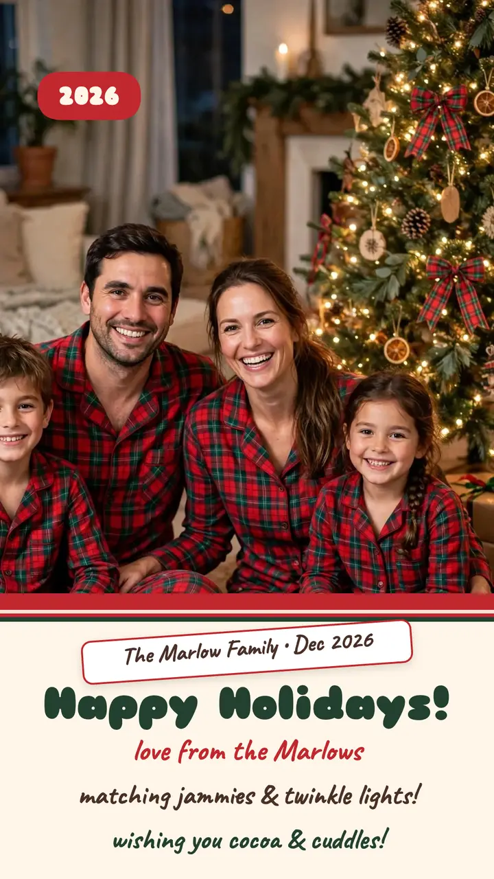 Marlow family matching pajamas Christmas story template