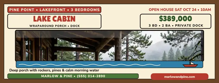 Marlow and Pine lake cabin cover template