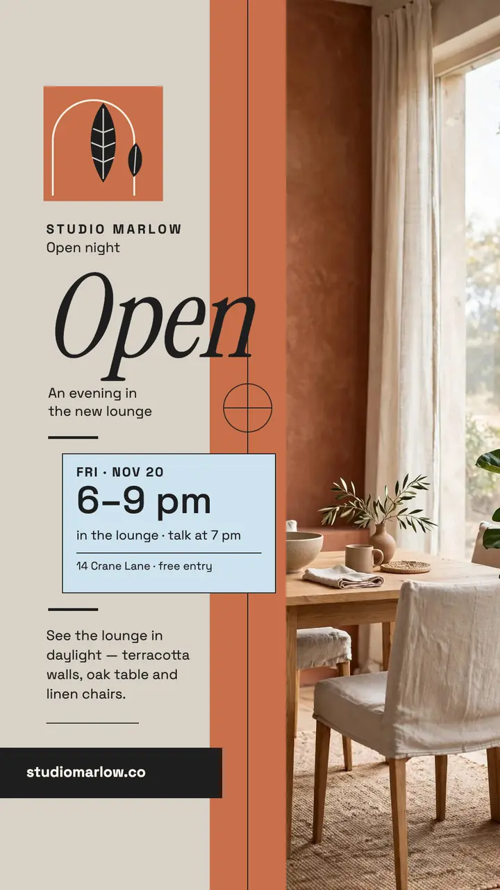 Studio Marlow open night story template