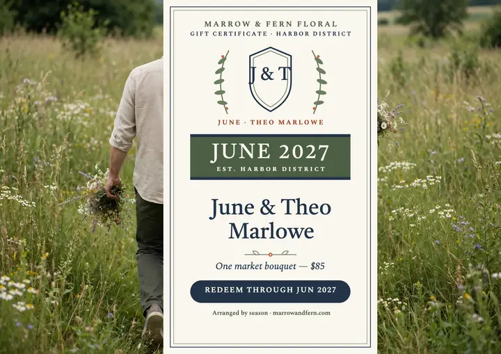 Marlowe crest floral gift certificate template