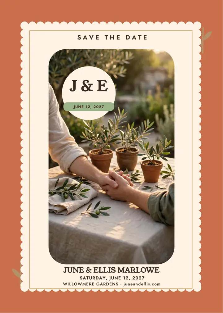 Marlowe garden scalloped save the date template