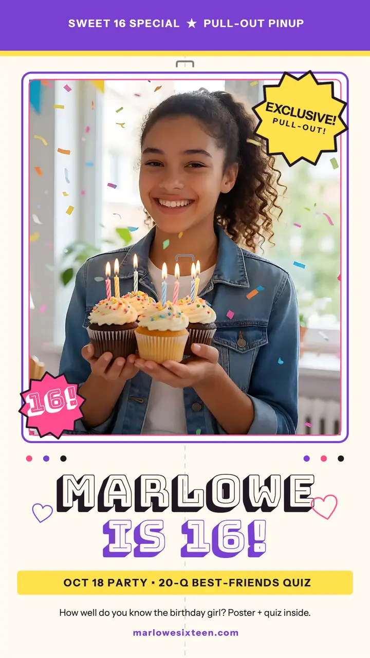 Marlowe is sixteen pull-out pinup story template