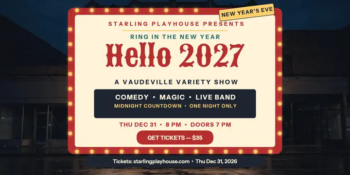 Starling Playhouse New Year's Eve marquee post template