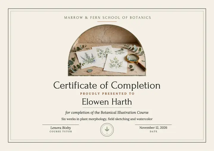Sage botanics course certificate template