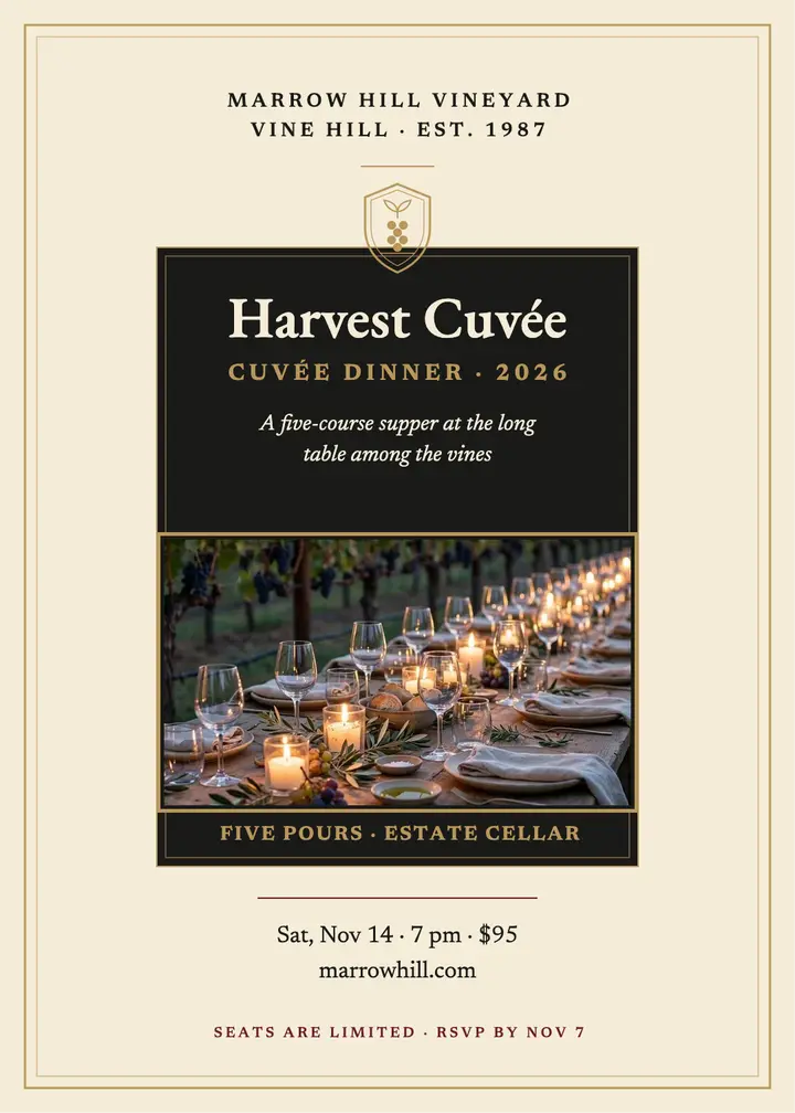 Marrow Hill Harvest Cuvee dinner invitation template