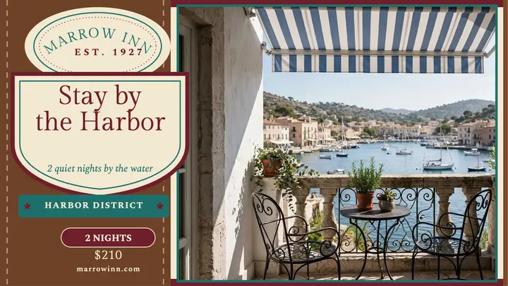 The Marrow Inn harbor stay luggage label thumbnail template