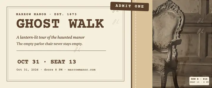 Marrow Manor ghost walk ticket template
