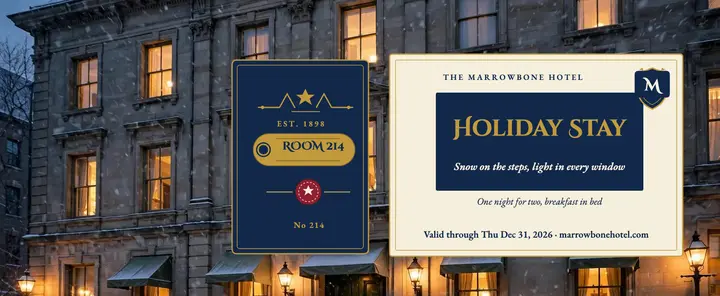 Marrowbone Hotel holiday stay voucher template