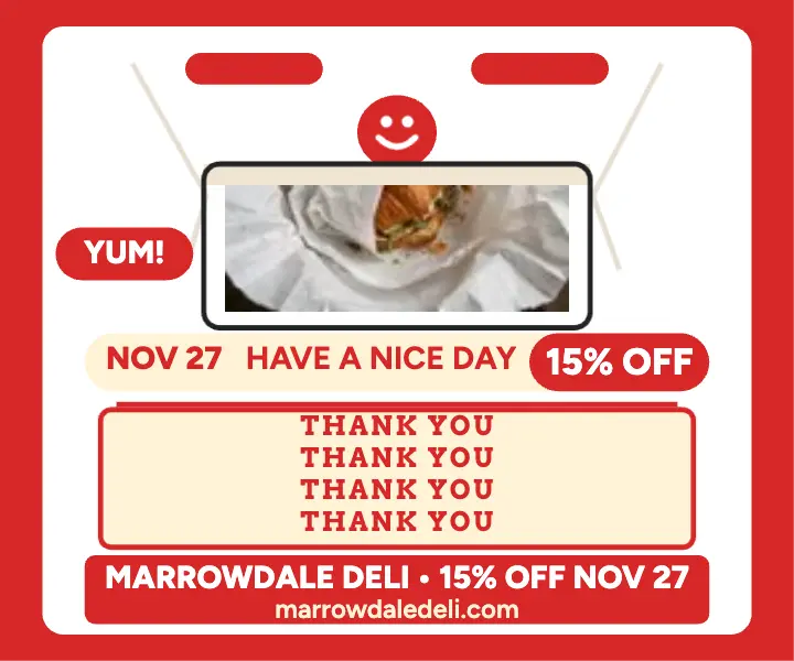 Marrowdale Deli thank you bag ad template
