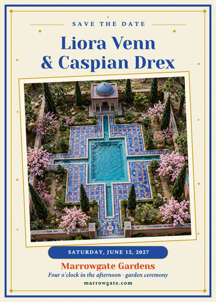 Liora and Caspian garden save the date template
