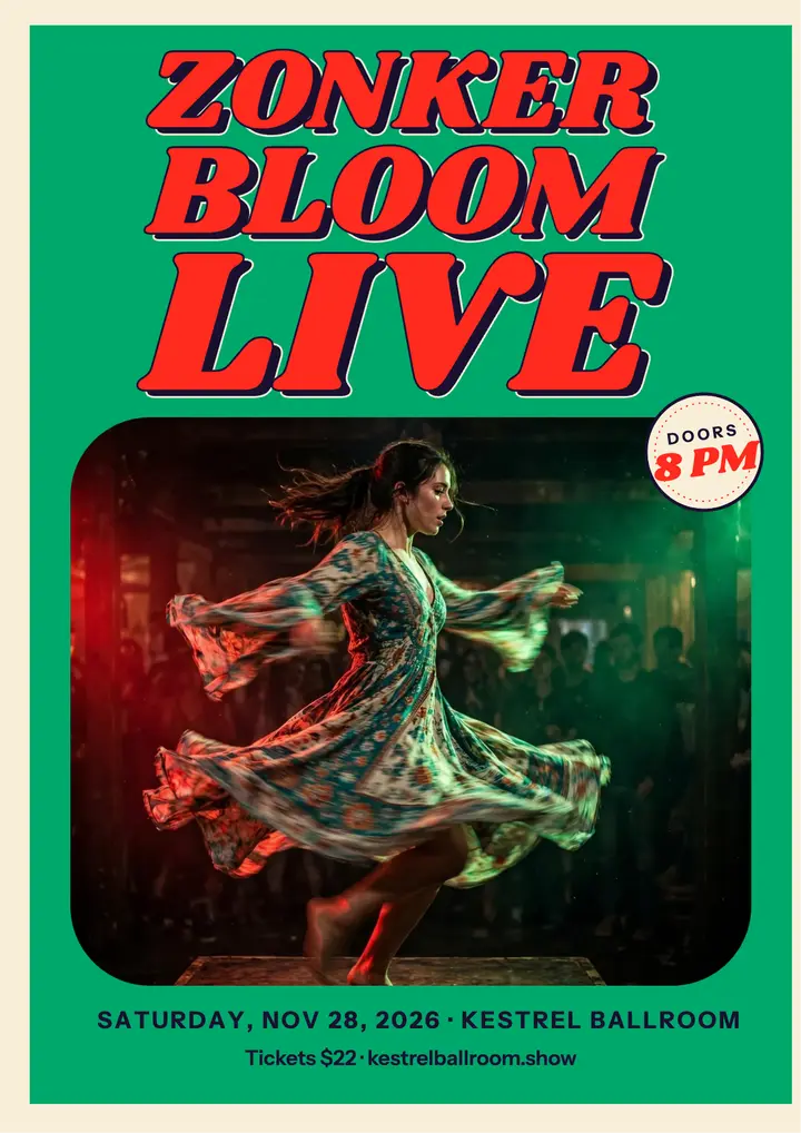 Zonkerbloom live psychedelic rock gig flyer template