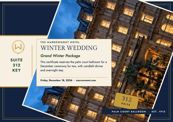 Marrowmont winter wedding venue certificate template