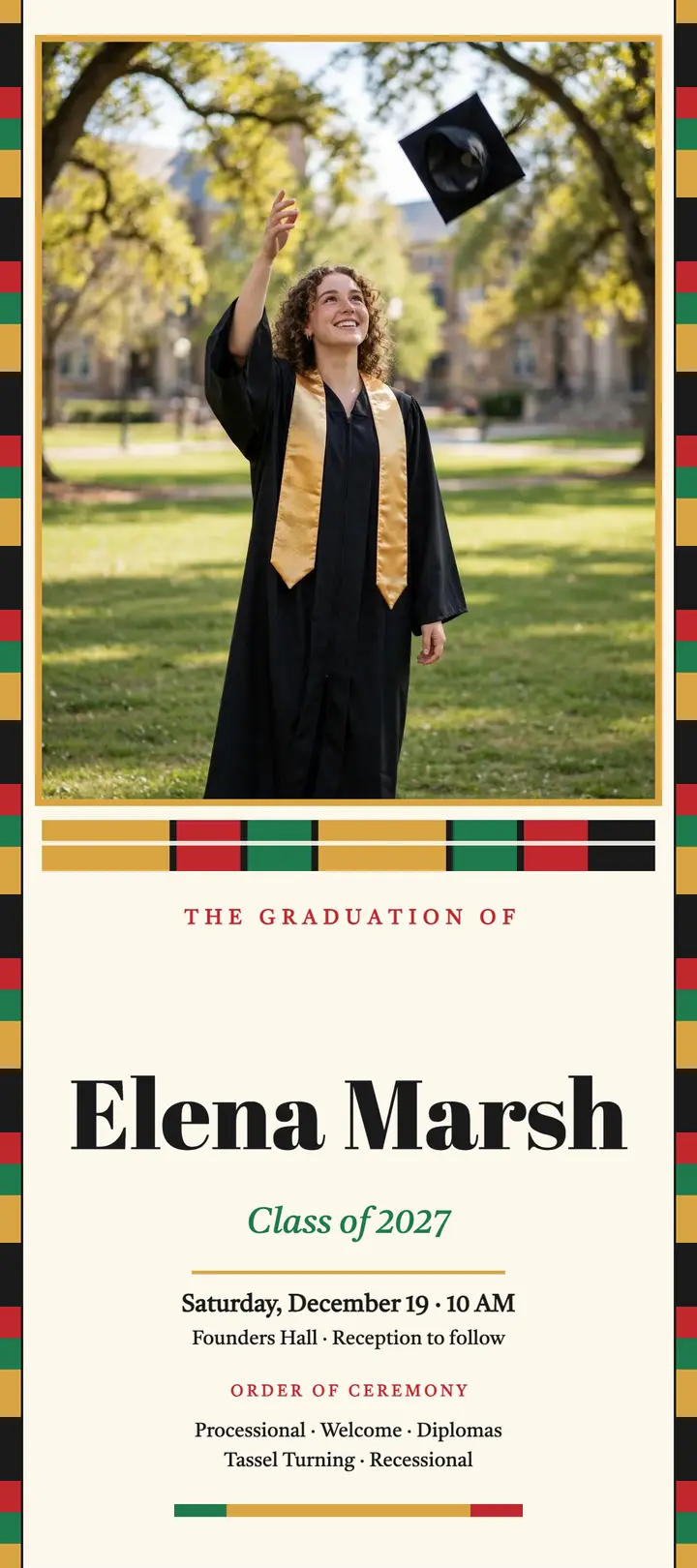 Elena Marsh graduation stole program template