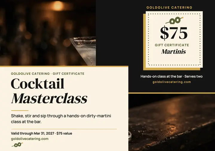 Goldolive cocktail masterclass certificate template