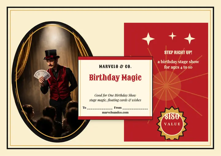Marvelo birthday magic gift certificate template