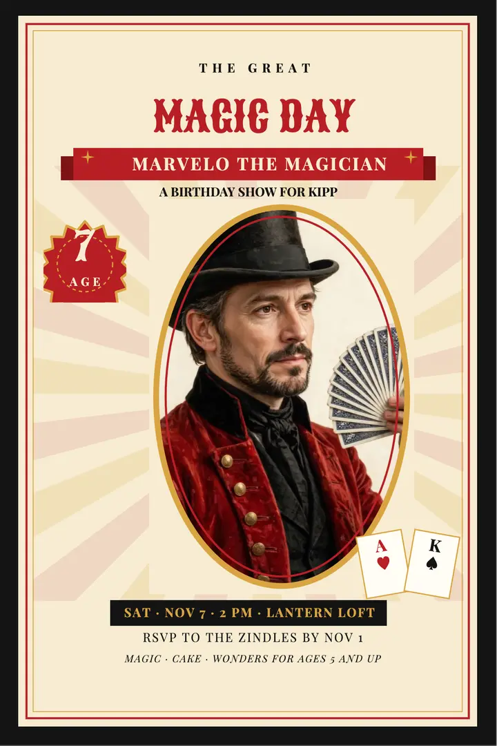 Marvelo birthday magic poster template