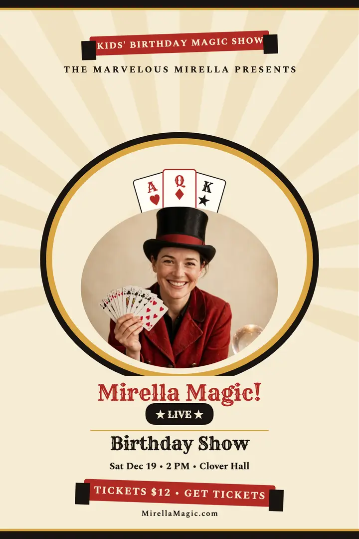 Marvelous Mirella kids magic show poster template