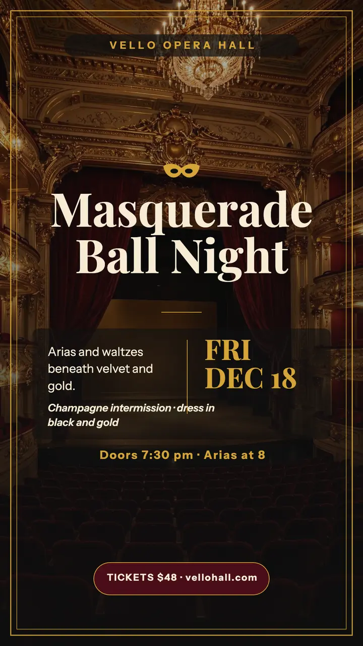 Vello masked opera ball night story template